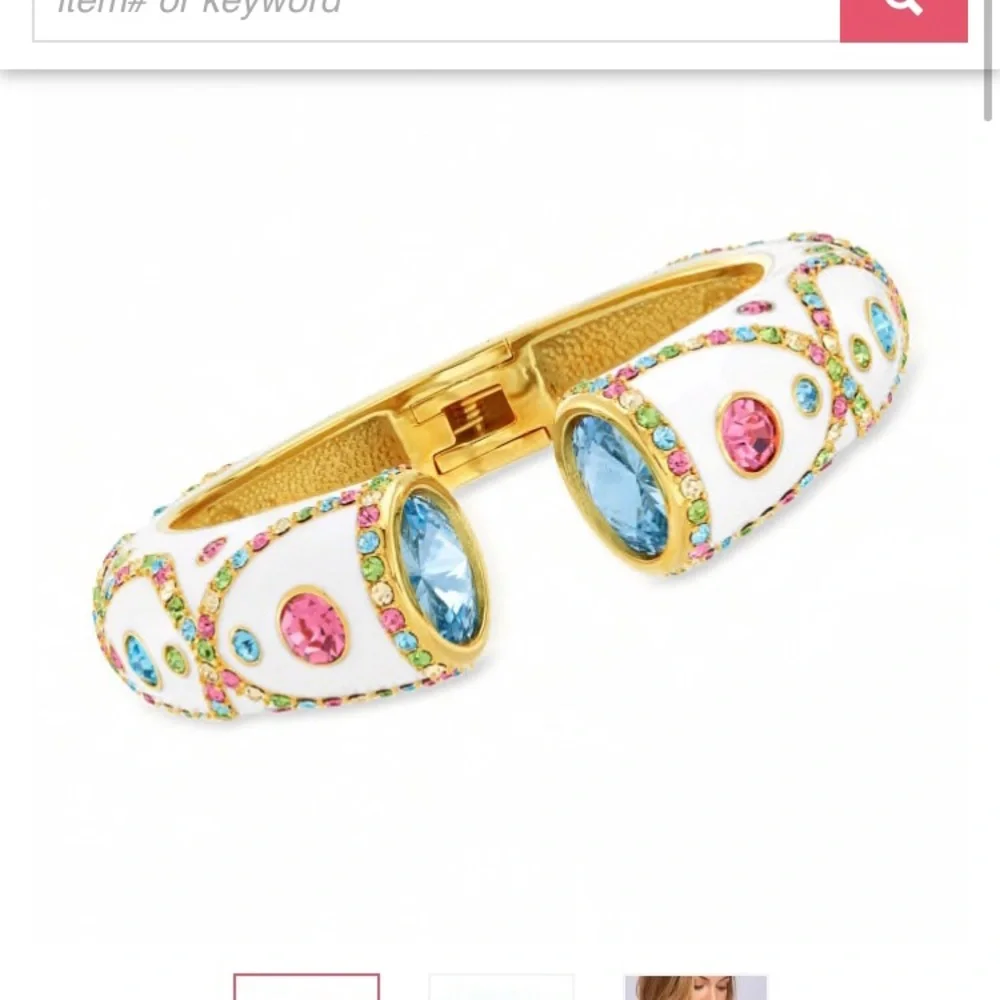 ROSS SIMONS SWAROVSKI CRYSTAL 18K GOLD OVER STERLING BRACELET EARRINGS RING - Picture 13 of 15